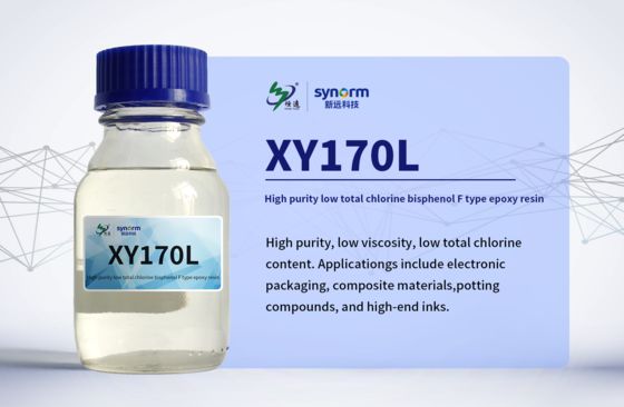 XY170L Resina Epóxi de Baixa Pureza e Baixo Cloro CAS 28064-14-4 Fórmula Molecular (C6H6O.C3H5ClO.CH2O)x, Poli Bisphenol F-co-epicloridrina com extremidades glicidílicas